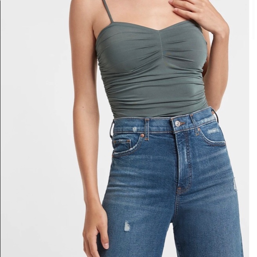 Body Contour Double Layer Ruched Thong Bodysuit